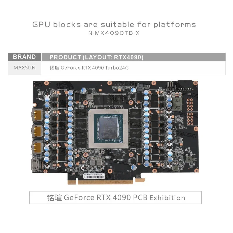 Bykski GPU Block for MAXSUN RTX4090 Turbo 24G/Palit RTX 4090 GameRock OC Graphics Video Card Prevent Corrosion N-MX4090TB-X