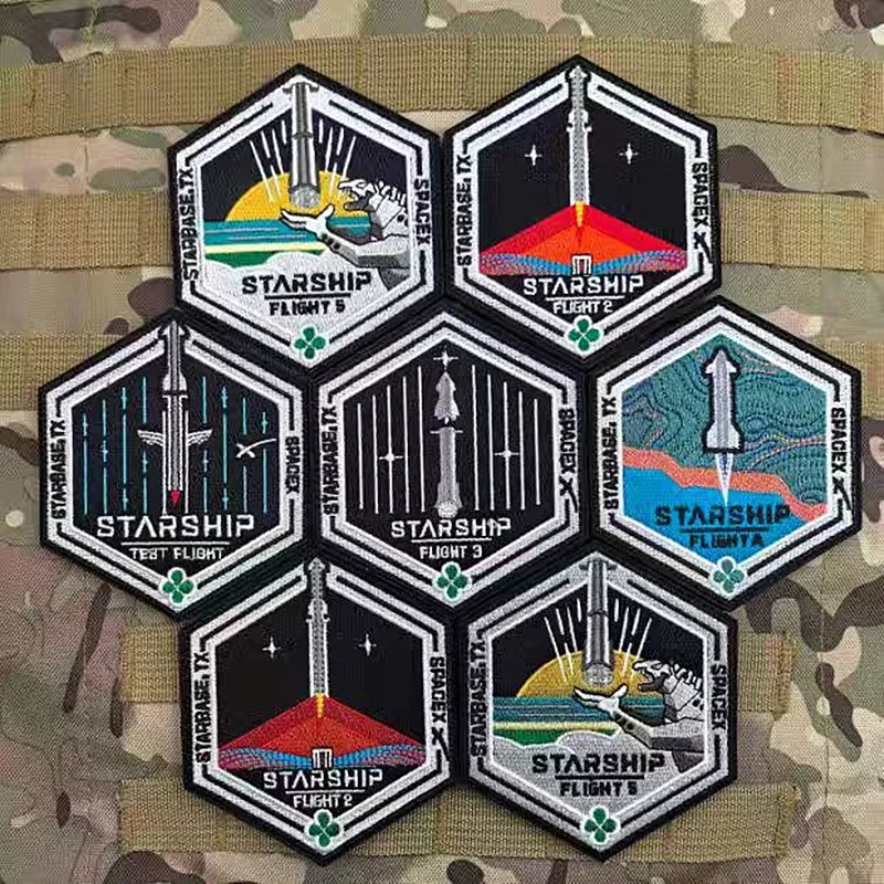 Starship SpaceX Exploration Embroidery Patch Starbase TX Flight Launch Commemorate Tactical Armband for Clothing Bag Decoration