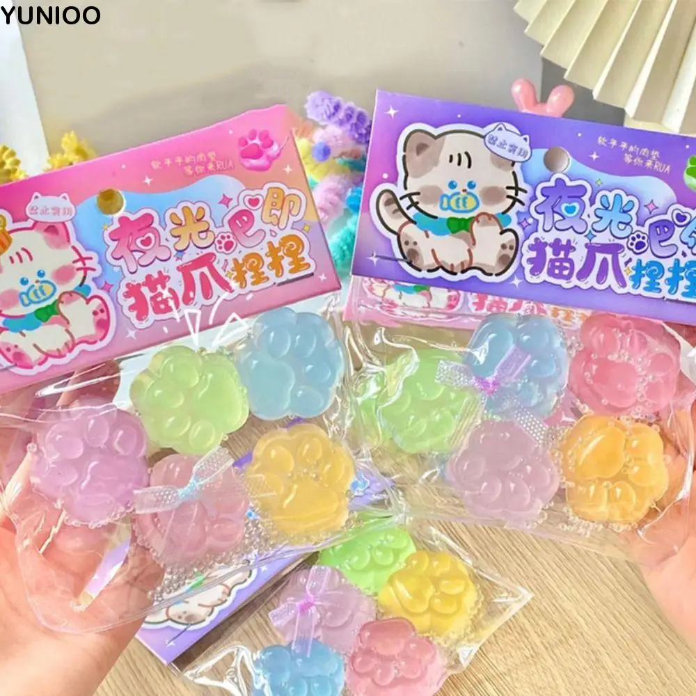 Powolny Odbiór Świecąca Zabawka do Ściskania w Kształcie Kociej Łapki, Silikonowa Zabawka Antystresowa w Kształcie Kreskówkowej Kociej Łapki, Ręcznie Robiona Miękka Zabawka do Ściskania w Kształcie Kociej Łapki, Żarty