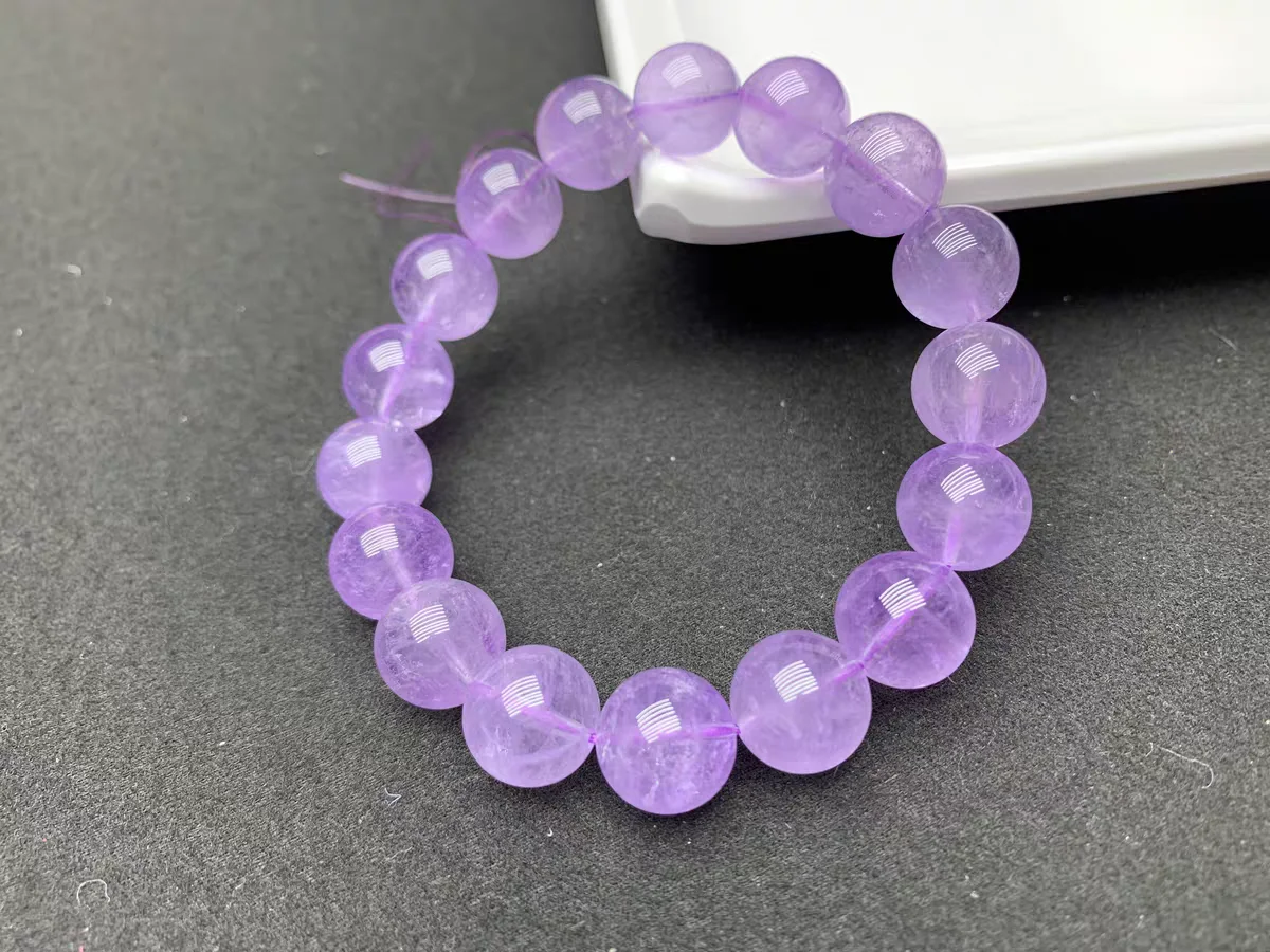 Gemstone Bracelet Healing - Natural Lavender Purple Amethyst Quartz Clear