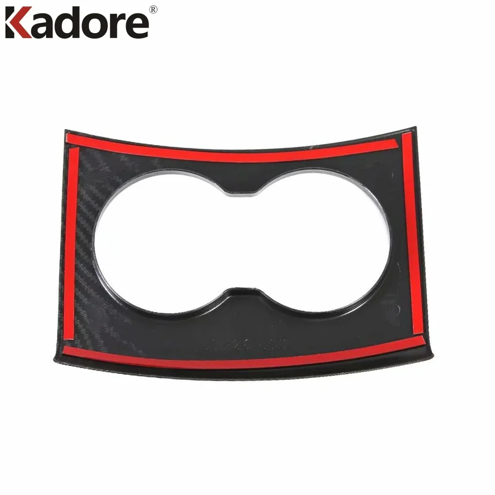 

For Tesla Model X 2016 2017 2018 2019 2020 2021 Carbon Fiber Car Front Water Cup Holder Frame Cover Trim Interior Accessories