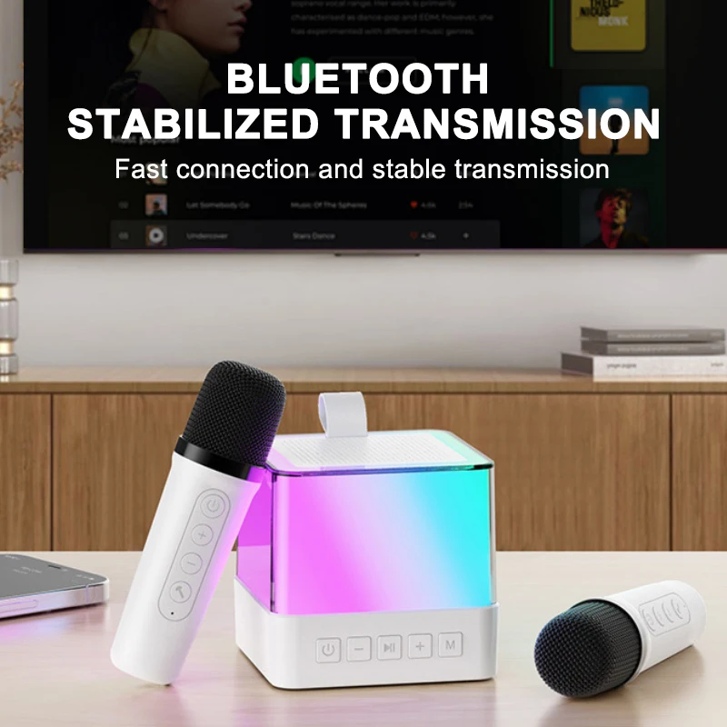 Wireless Box Lights Bluetooth Speaker with Microphone Sing Song Speaker Music Integrated Travel Outdoor KTV Move Loudspeaker Box