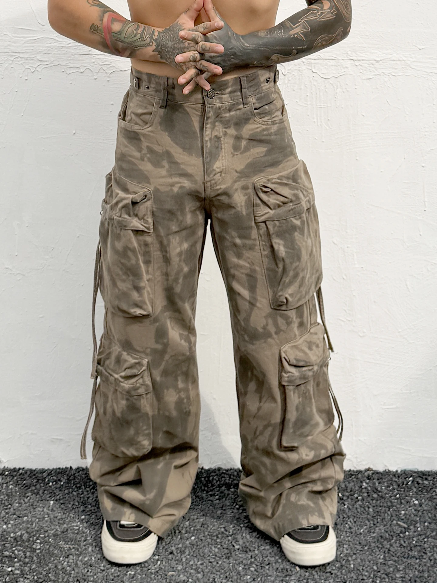 

Модные американские рабочие брюки-карго с камуфляжным принтом, прямые, свободного кроя, для мужчин, повседневные, дизайнерские, трендовые