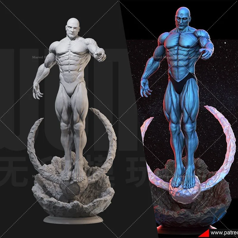 

1/24 1/18 Scale Doctor Manhattan Jonathan Bald Blue Bodied Person Fantasy Future DIY Self-assembled 3D Resin Un-panited Doll