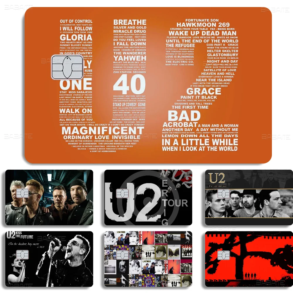 U2 Rock Bang Bono Anime jeune carte Creidt carte de débit autocollant Film étui bande avant pour petite grande puce sans puce