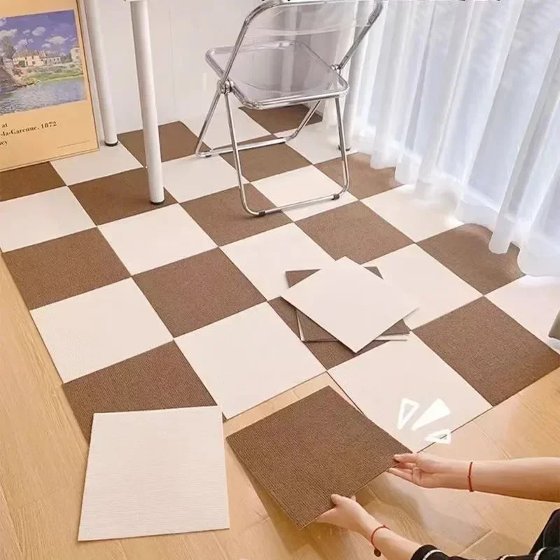 Self Adhesive Carpet Floor Tiles Sticker Square Rugs Peel and Stick Mat DIY Flooring for Kitchen Dining Room Bedroom Home Decor