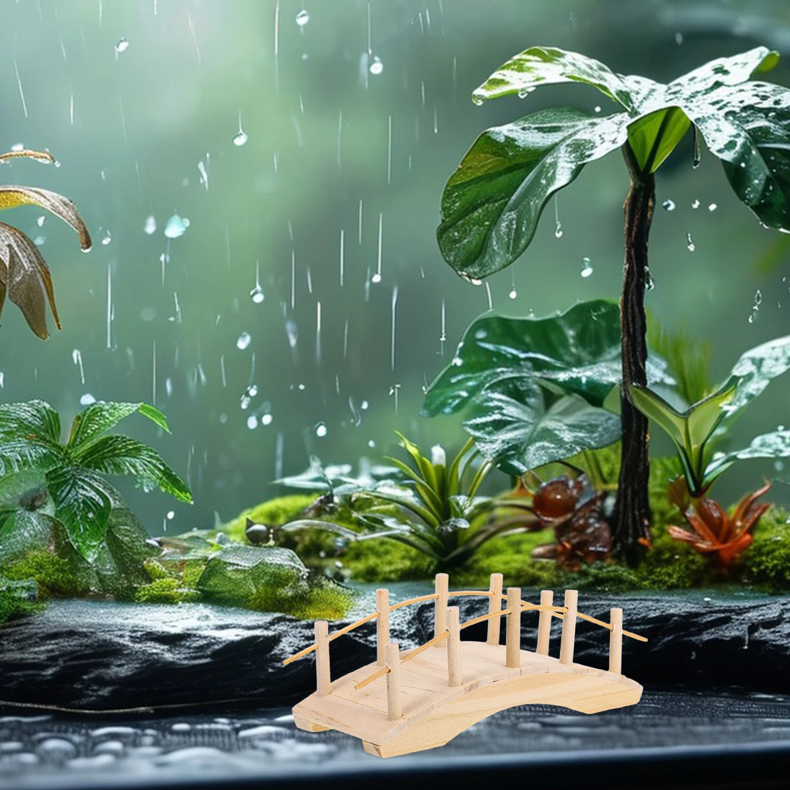 

House Wooden Arch Bridge Toy Fairy Garden Accessories Model Dollhouse Furniture Structure Micro Landscape Khaki