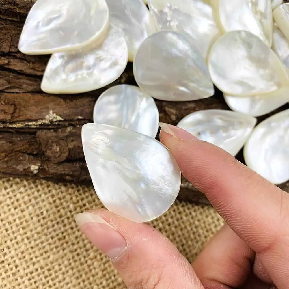 5pcs Natural Shell Water Drop Pendant MOP DIY Mother of Pearl Charms Necklace Earrings Dangle Flat Back Jewelry Making Accessory