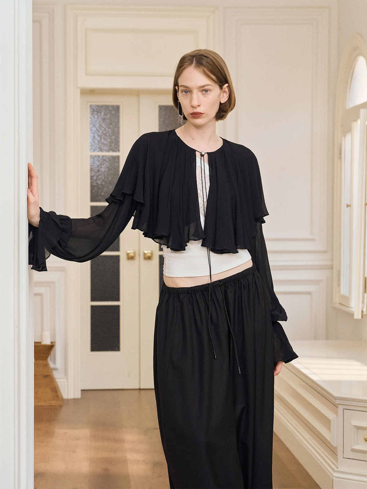 

a Kind Ego Mis f-length Cloak Women's Top Spring 2026 Casual Sle Slim Fit Polyester Fiber Long Sve ort Coat