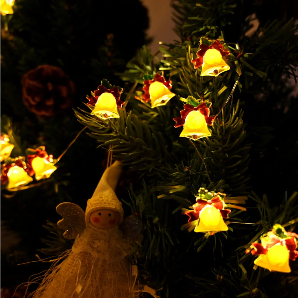 LED decorative Christmas bells, festive atmosphere, Christmas tree decoration, lighting arrangement, string of lights, 5 meters,