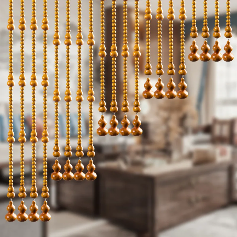 Peach wood gourd bead curtain door curtain partition porch bathroom living room Jufu household perforated decorative curtain