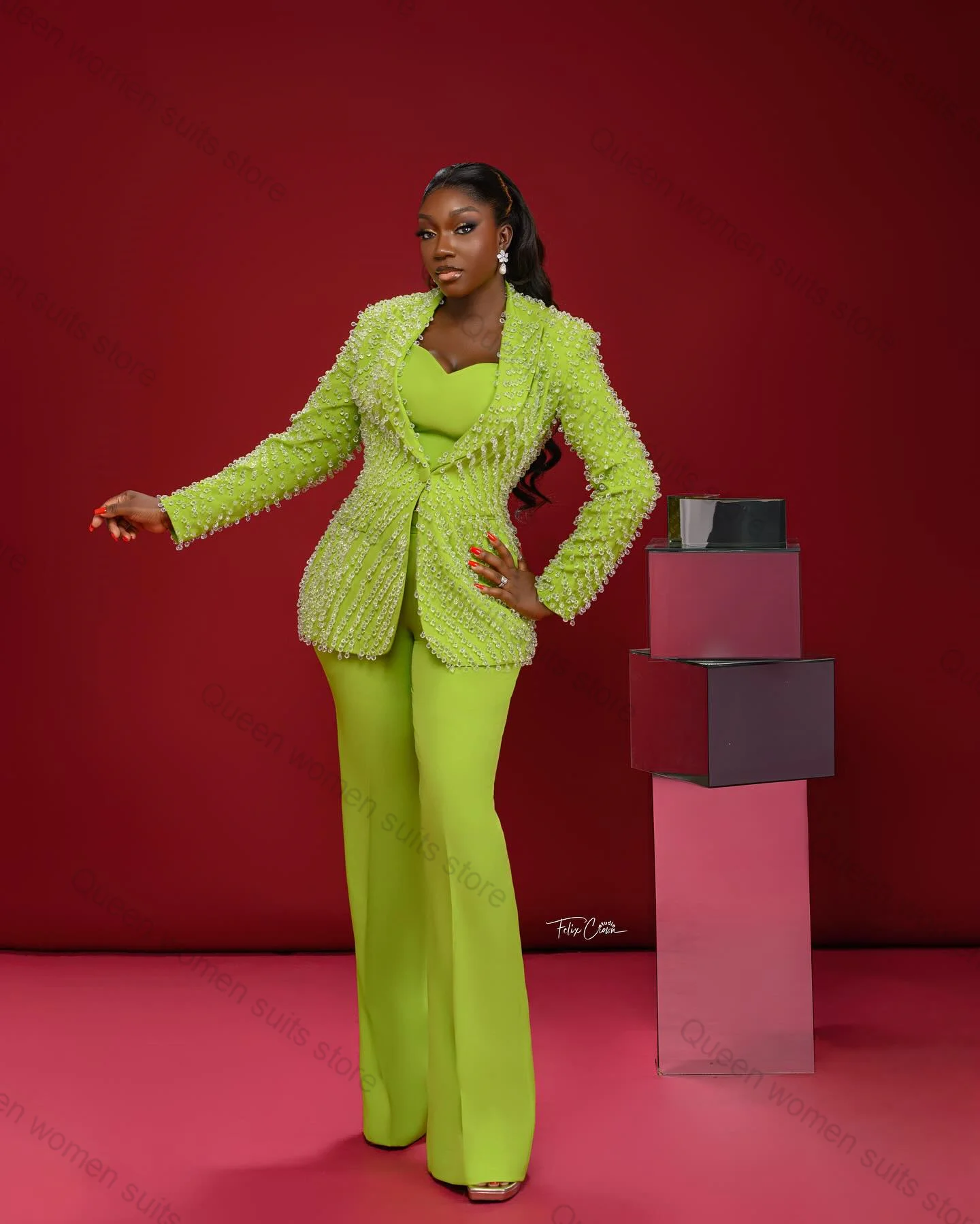 

Yellow Women Suit Set 2 Piece Blazer+Pant Trousers Business Formal Office Lady Cotton Jacket Wedding Prom Coat Customized Outfit