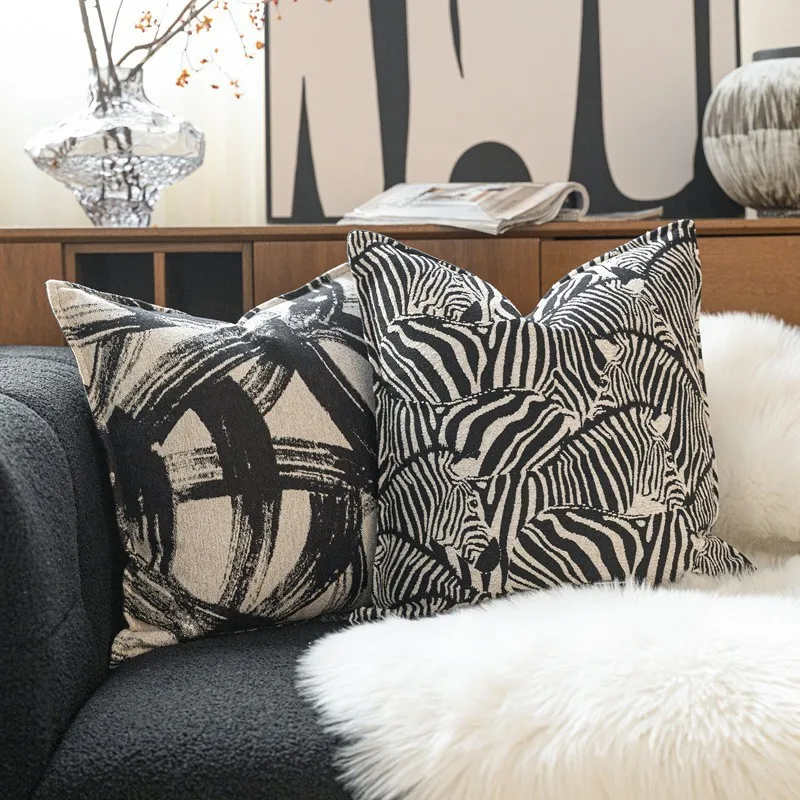 Design Luxury Cushion Cover 45x45cm Black Zebra Square Pillowcase For Home Hotel Bed Living Room Sofa