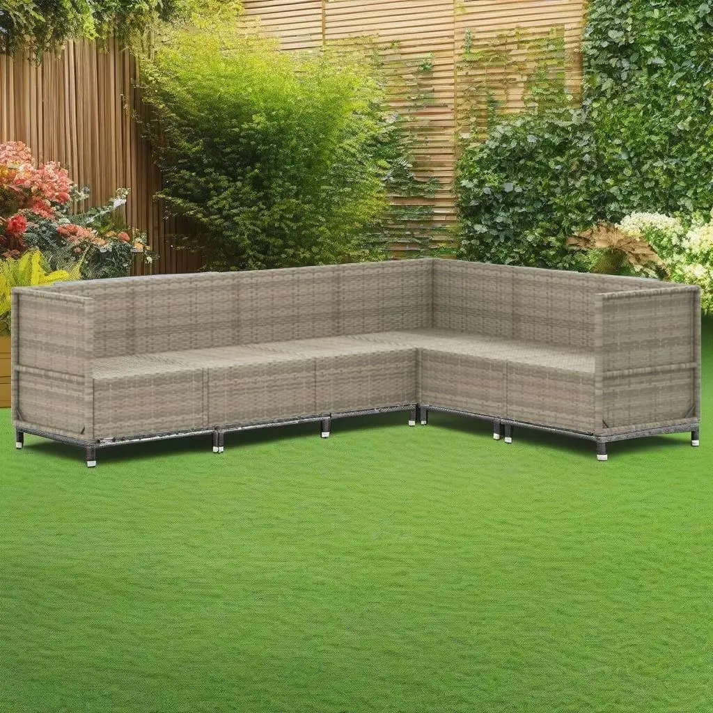 Ensemble de salon avec coussins, rotin gris XR, 6 pièces, mobilier d'extérieur pour jardin et terrasse