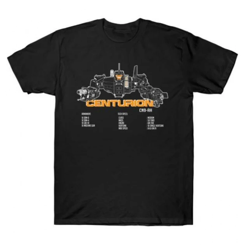Mechwarrior Centurion CN9-AH MWO Mech Combat RPG Gift t shirt for gamer Battletech Graphic clothes Short sleeve All size tops