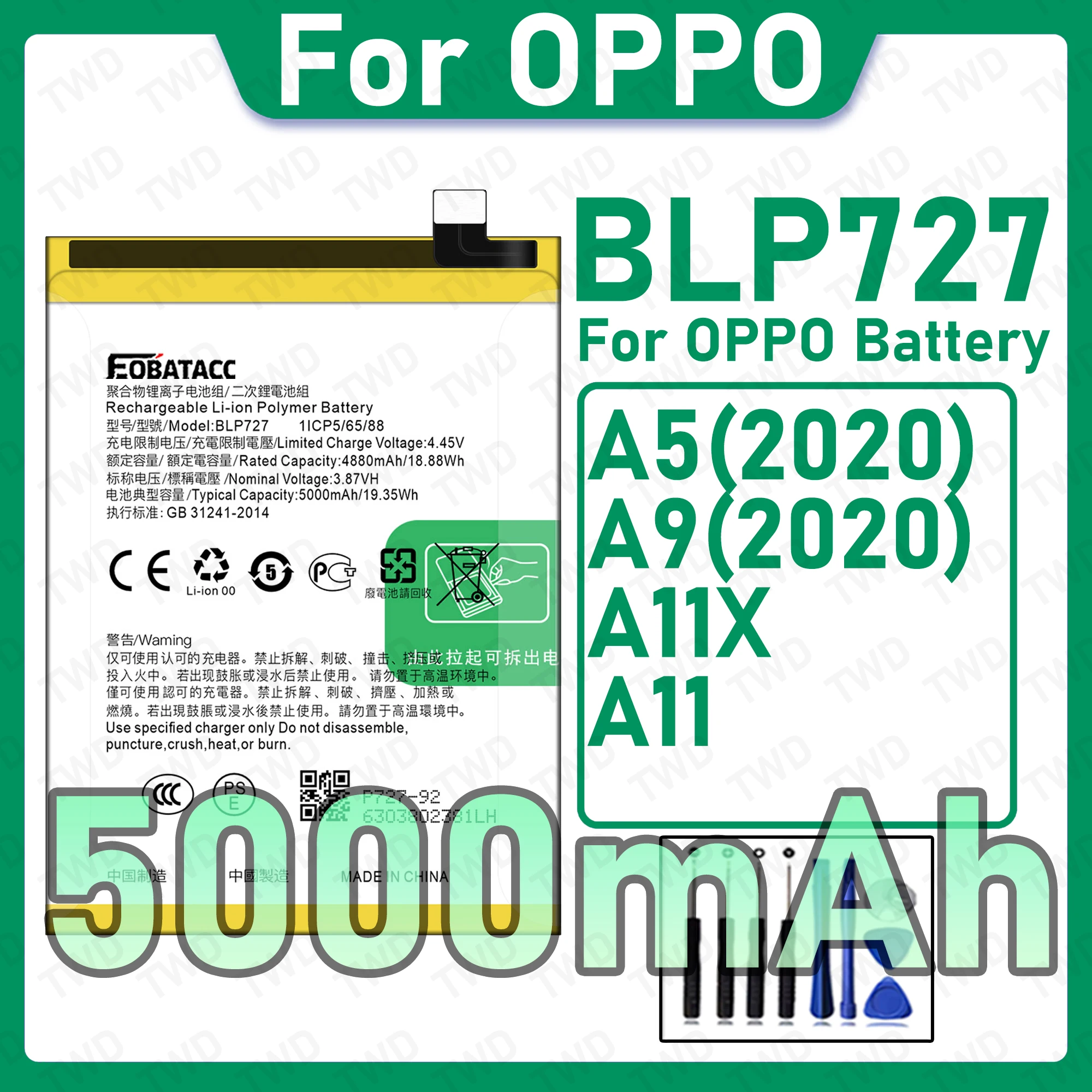 BLP727 Brand New High Capacity Rechargeable Li-ion Replacement Battery For OPPO A5(2020) A9(2020) A11X A11 Bateria+ Free Tools