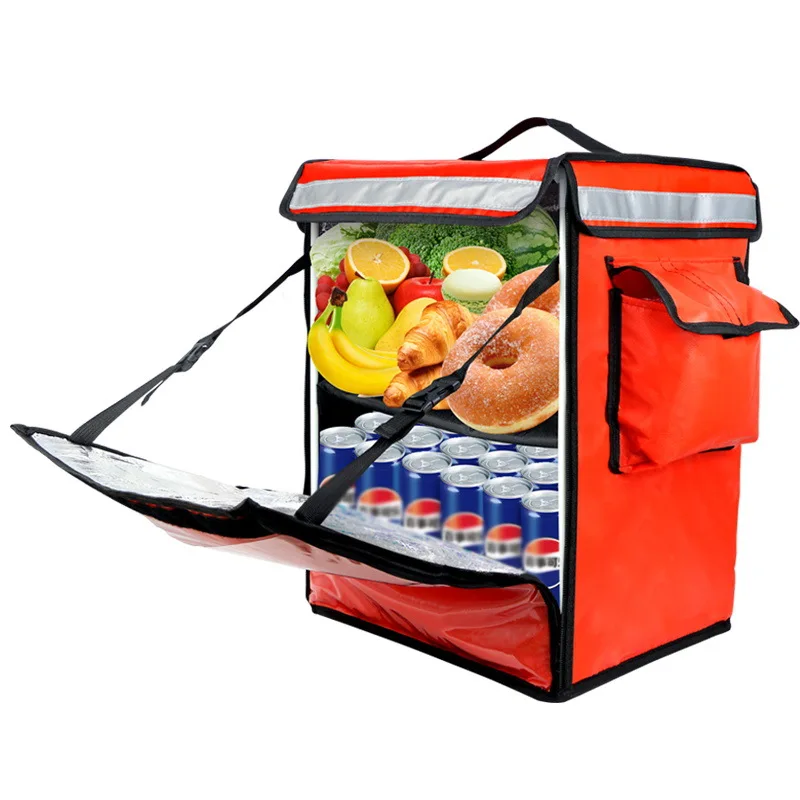 

42 liters takeaway box, food delivery box, thermal insulation refrigerator,double shoulder back layered supermarket delivery box