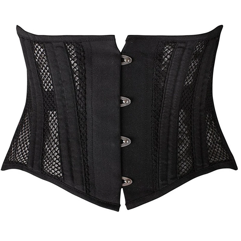 Underbust Corset Sexy Women's Steel Boned Short Torso Breathable Mesh Waist Cincher Waspie Corset