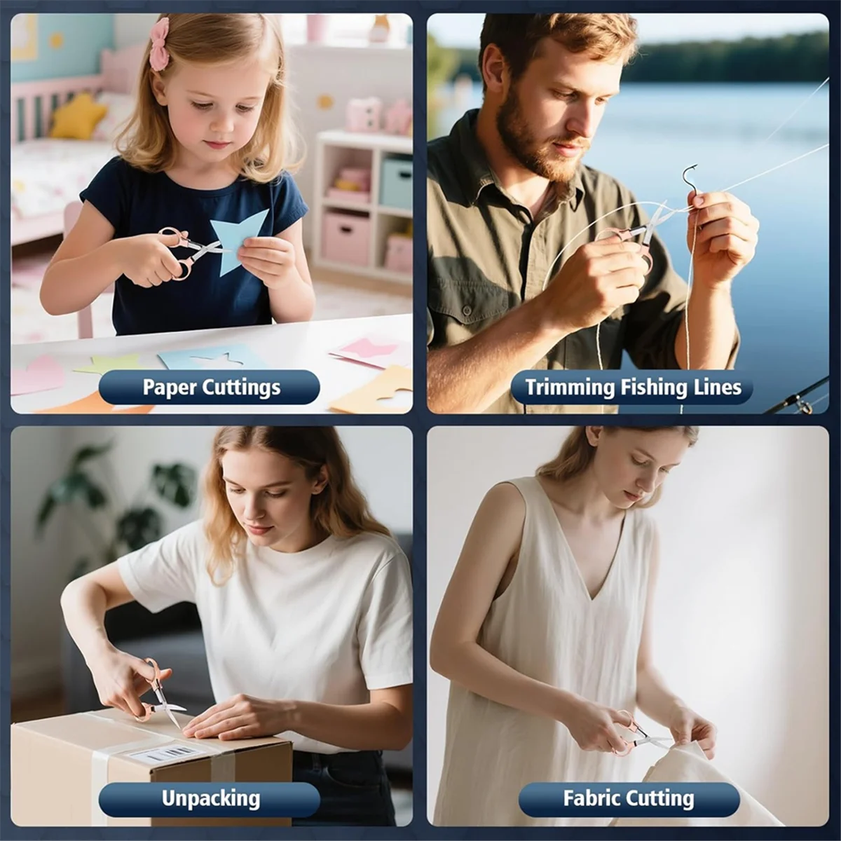 Piece 3 Pcs Folding Badge-Scissors With 3 Keychains, Compact Safe Foldable Pocket Scissors For Travel Office,Crafts