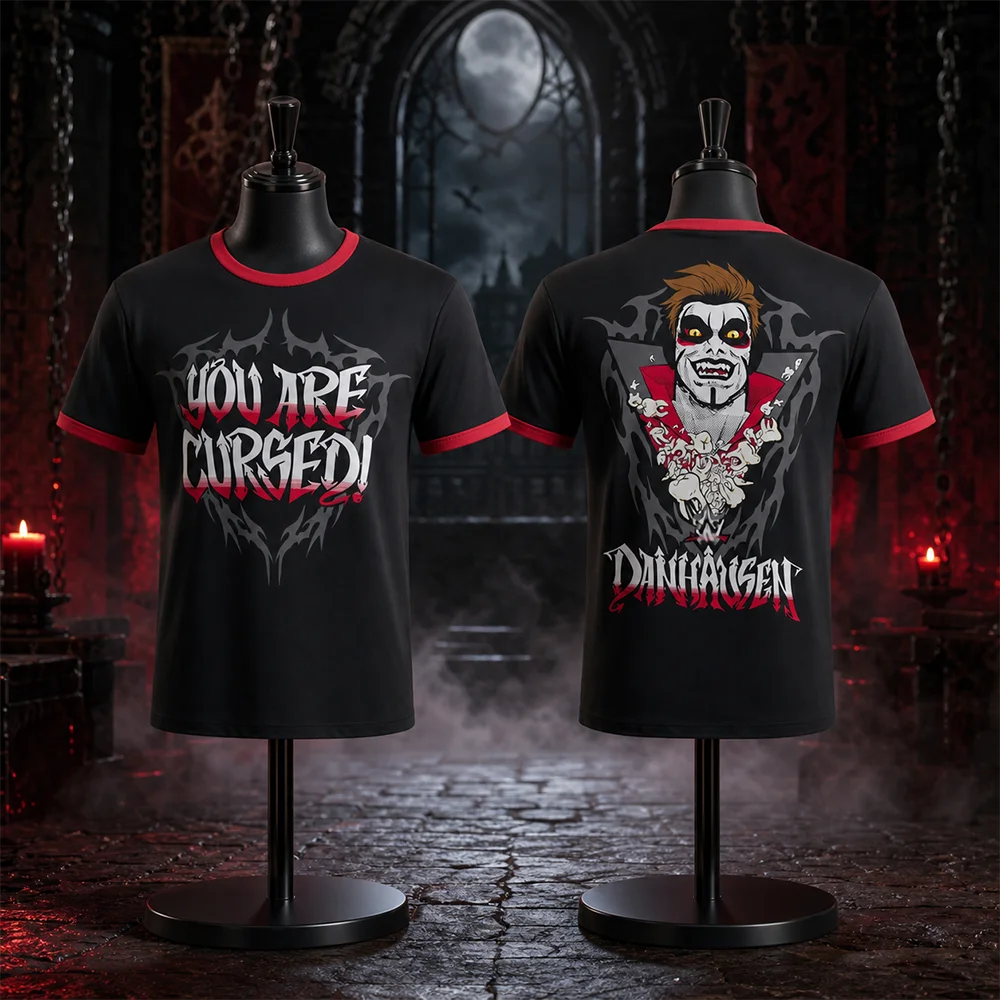 Unisex Atmungsaktives Casual Danhausen Cursed Grafik-Sporttrikot Kurzarm T-Shirt Eltern-Kind Mode Streetwear für Fans – Detail 3