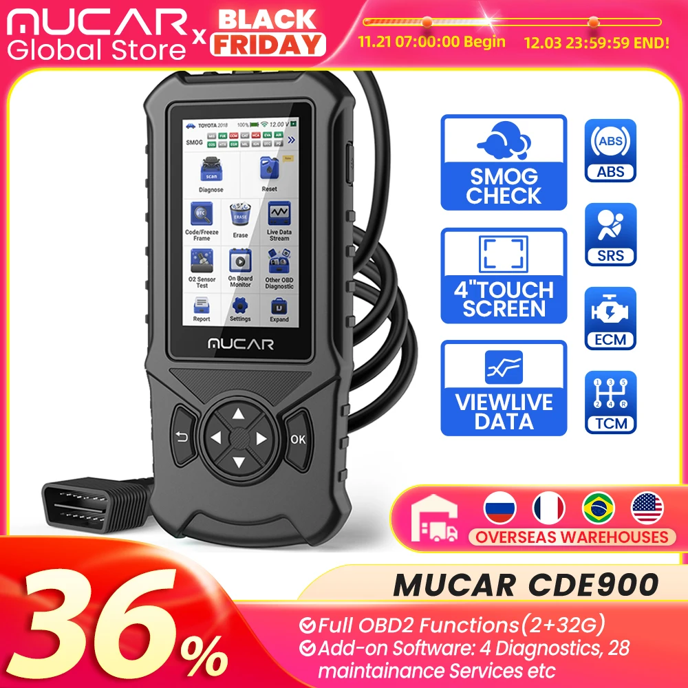 MUCAR CDE900 OBD2 Scanner Car Diagnostic Tool Engine TCM ABS SRS System obd 2 Auto Code Reader Lifetime Free Upgrade Wifi Update