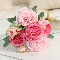 Artificial Flowers Fake Silk White Peonies Used for Home Room Vase Decoration Christmas Wreath Wedding Bouquet Party Accessories