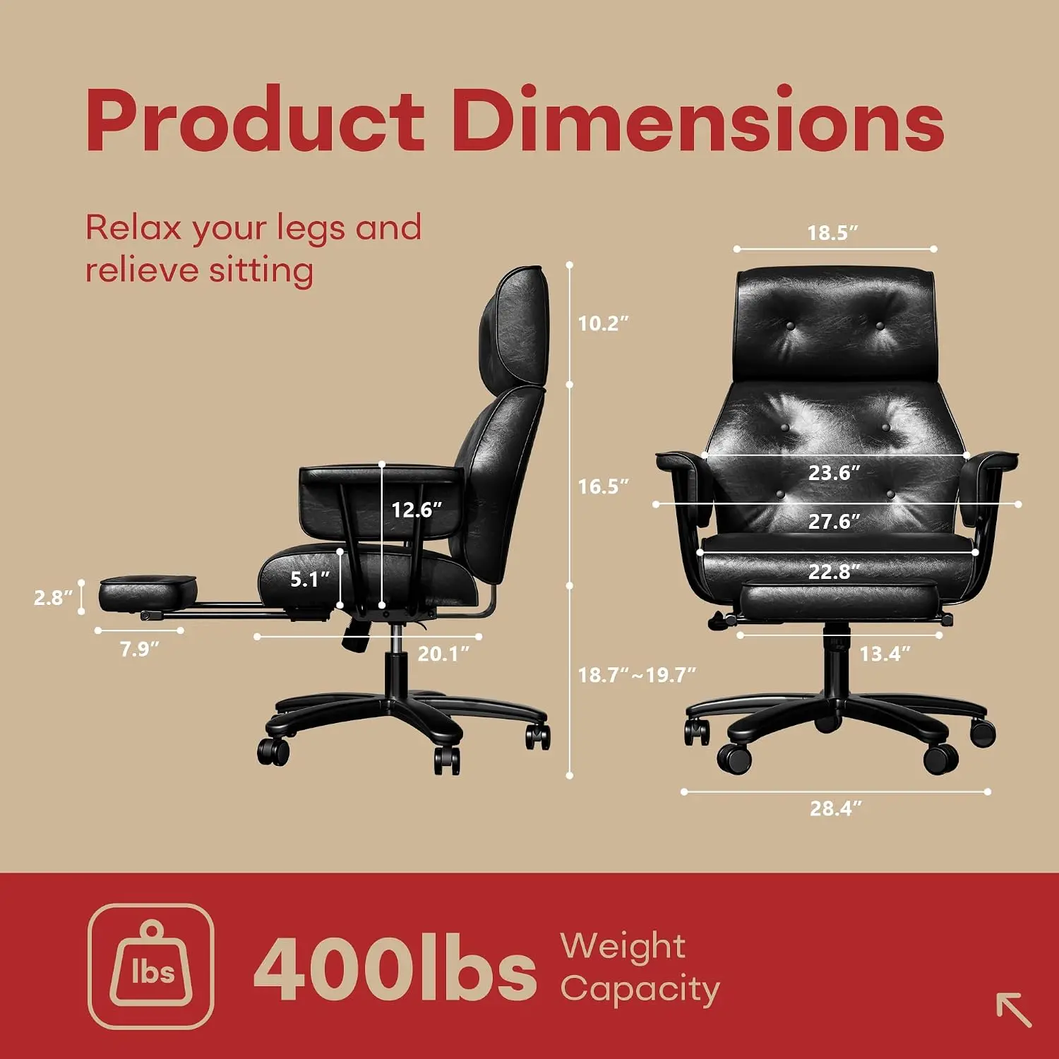 Ergonomic Reclining Cross-Legged Office Chair with Wheels & Arms, Black, Customized