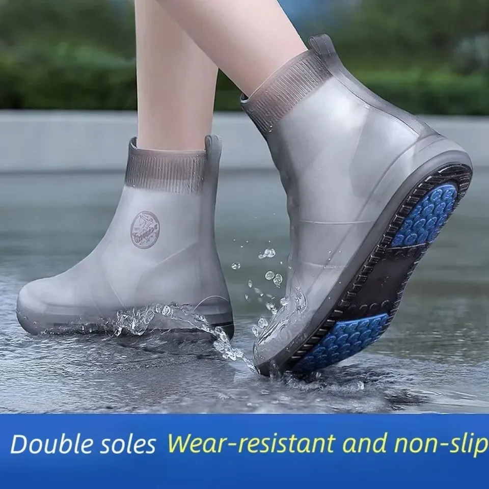  Waterproof Shoe Covers Silicone Anti-Slip Rain Boots Unisex Sneakers Protector For Outdoor Rainy Day Protectors Shoes Cover 
