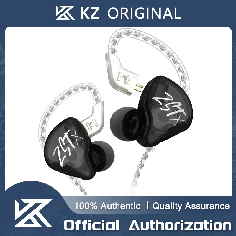 KZ ZSTX Headset 1BA+1DD drivers Hybrid HIFI Bass Earbuds In-Ear Monitor Noise Cancelling Sport Earphones Silver plated cable