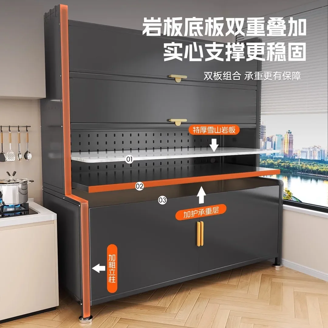 Kitchen Shelves Side Cabinets Lockers Floor to Floor Dustproof Microwave Oven Dishes Multifunctional Storage Cabinets