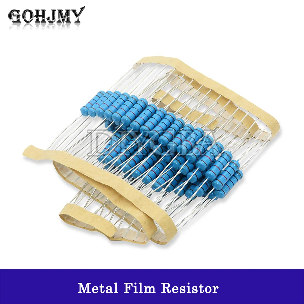 Resistencia de película metálica de 20 piezas, 2W, 1% 1R ~ 1M 2R 10R 22R 47R 100R 330R 1K 4,7 K 10K 22K 47K 100K 330K 470K 1 2 10 22 47 100 330 ohm