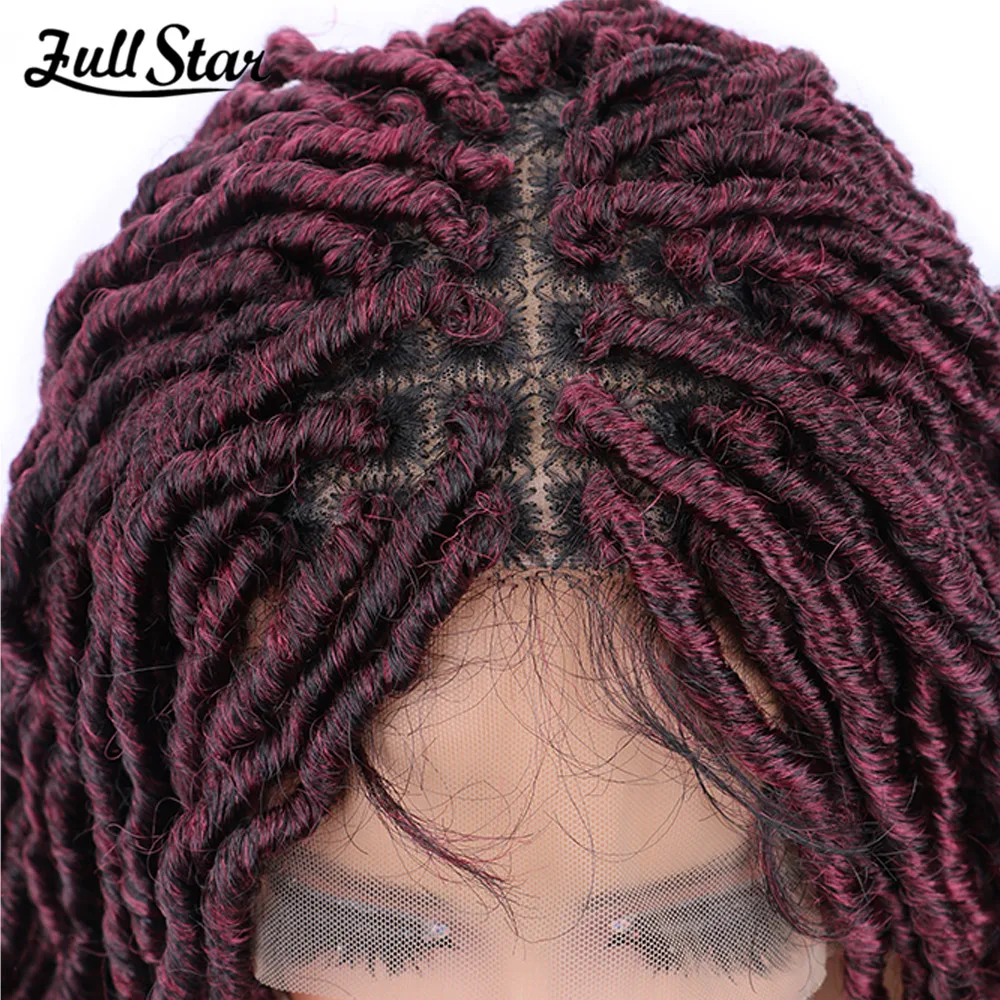 Full Star Full Double Lace Front Square Knotless Locs Braided Wigs for Black Women Loc Braid Wig With Baby Hair for Black Women