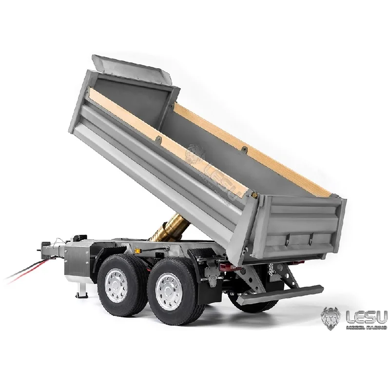 1/14 Full Trailer Dump Truck with Central Hydraulic Cylinder Lifting CNC Body LS-A0051-B Tail Hook Puller LESU