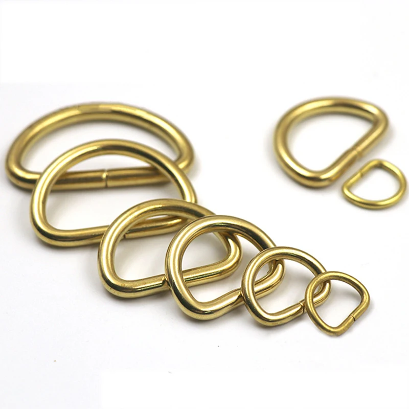 20pcs Solid Brass Open-end D Ring Buckle For Bag Strap Belt Purse Webbing Dog Collar Leather Craft DIY Accessories 7 Sizes