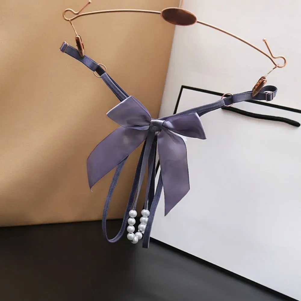 الملابس الداخلية بلون مثير الجوف خارج سيور اللؤلؤ النايلون الدانتيل g-سلسلة القوس منخفضة الخصر المرأة ملخصات الفتيات