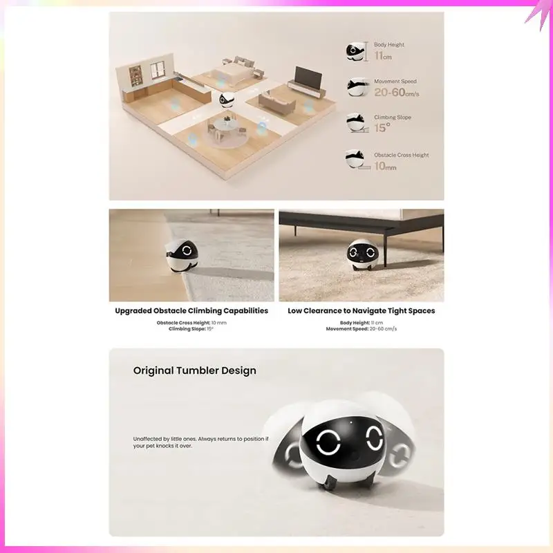 B68C Mini Pet Companion Robot 2K Camera Intelligent Wireless Remote Monitoring Robot For Dog Cat Baby