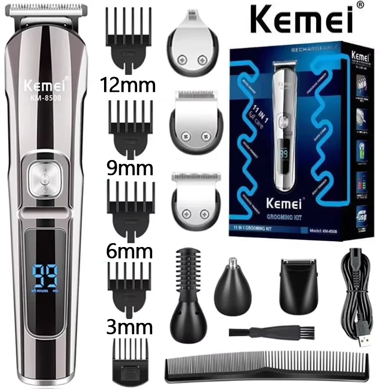Kemei Professional Multifunction Beard Hair Trimmer Waterproof 6 In 1 Hair Clipper Electric Razor For Men Grooming Kit KM-8508