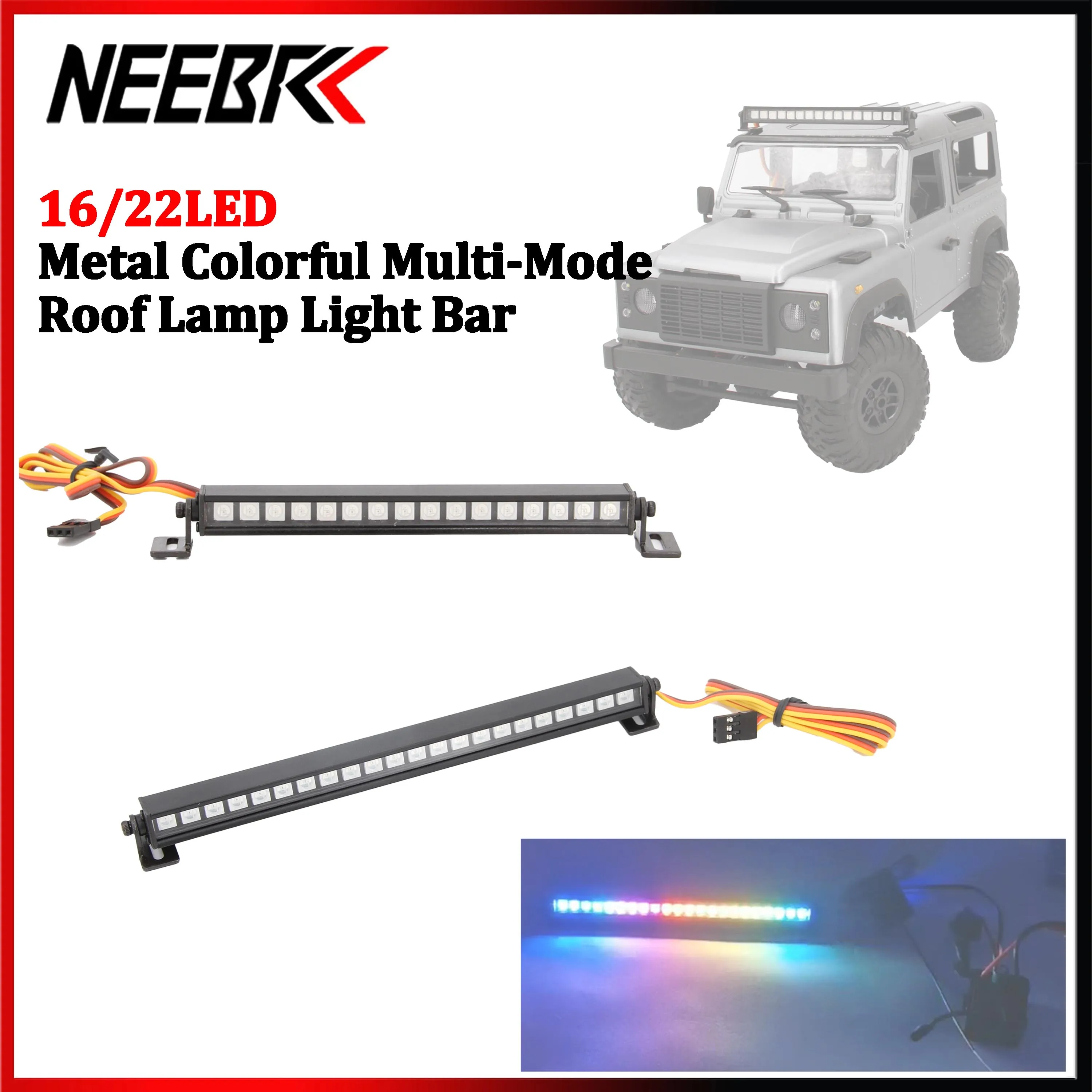 16/22LED Metal Colorful Multi-Mode Roof Lamp Light Bar for 1/10 RC Car Crawler Traxxas TRX-4 TRX-6 Axial SCX10 WLtoys MN WPL HSP
