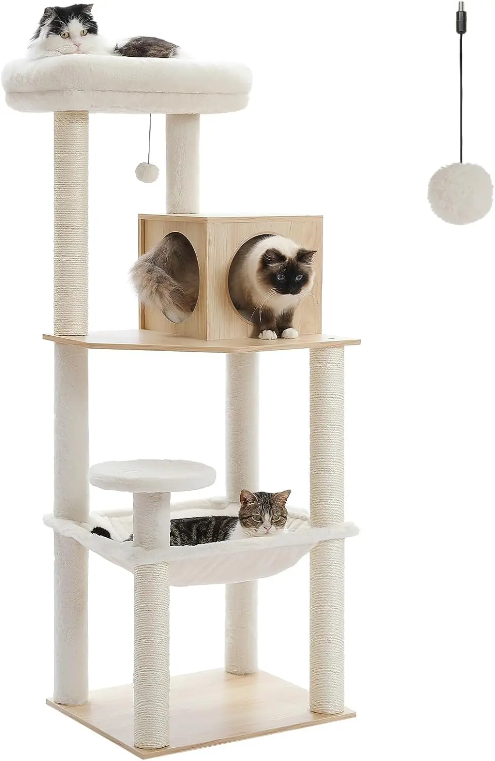 

56 Inch Cat Tree Fits Indoor 5 Tier Cat Tower with Plush Ball/hammock And Sisal Scratching Post Pet Climbing Toy