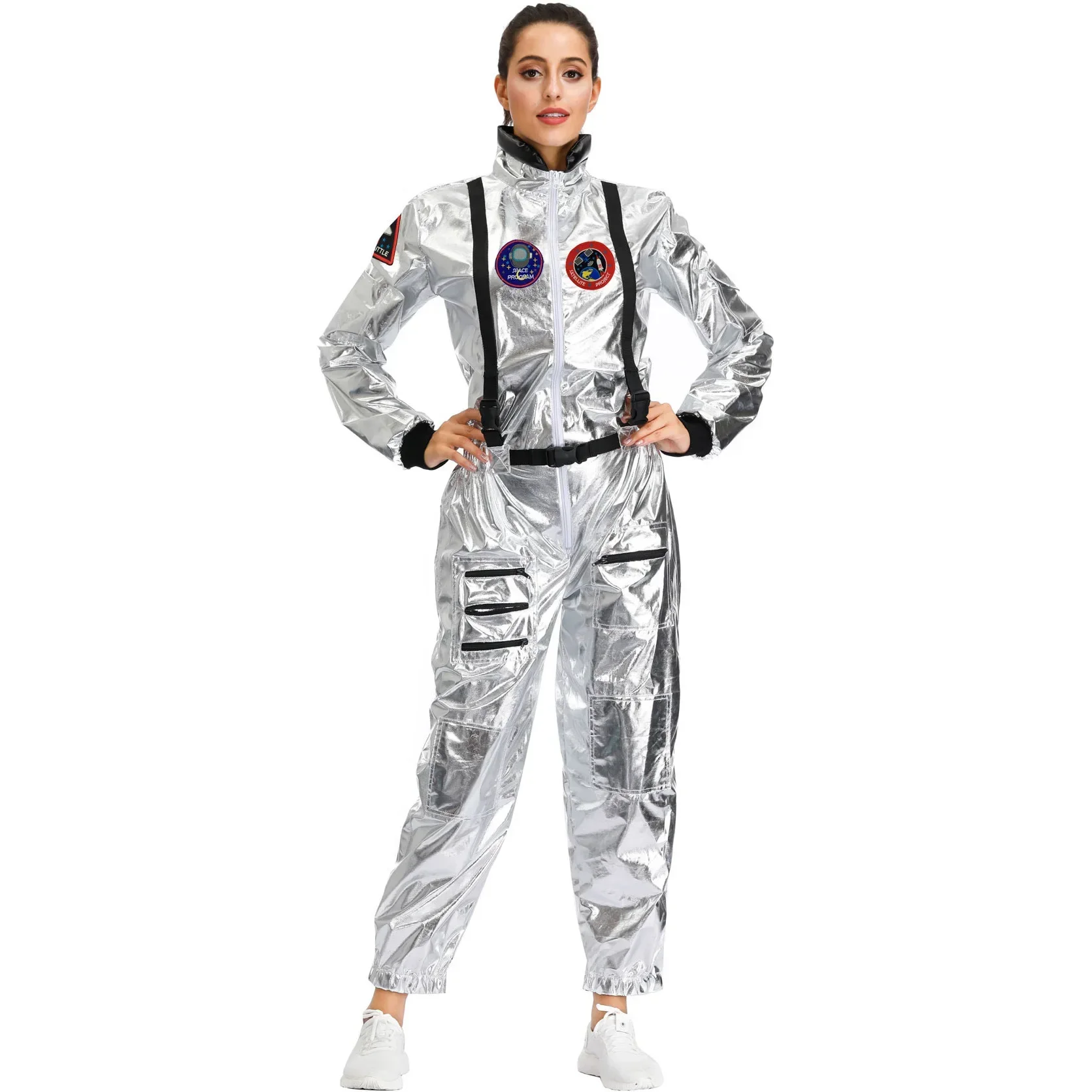 Halloween Adult Children Astronaut Costume Silver Spaceman Men Women Space Suit Halloween Family Party Dress Up Birthday Gift