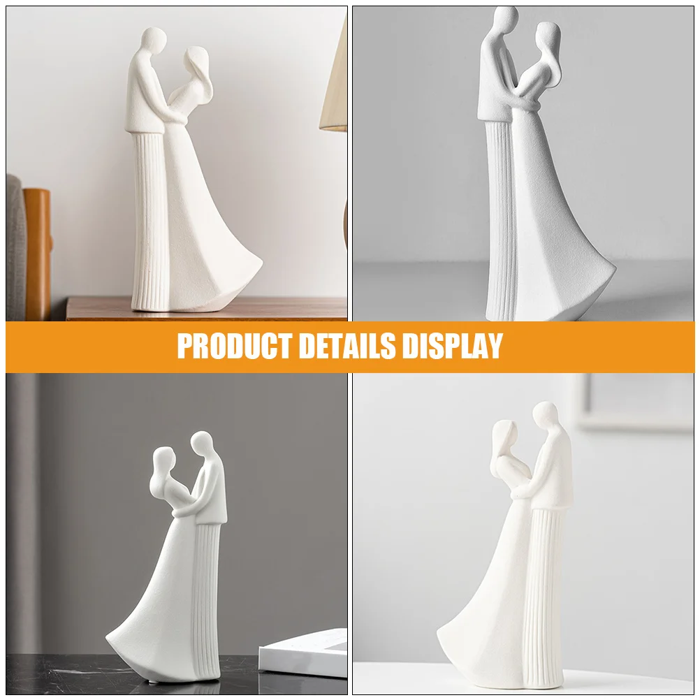 

Ceramic Lover Sculpture Couple Statue Abstract Compact Desktop Ornament for Bedroom Living Room Decoration Couple Sculpture