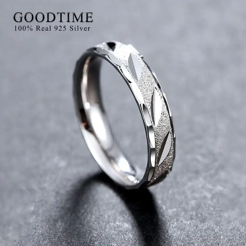 Anillo de boda de plata de ley 925 100% pura para mujer y hombre, banda de gestión de glaseado, joyería de aniversario para pareja, 1 pieza