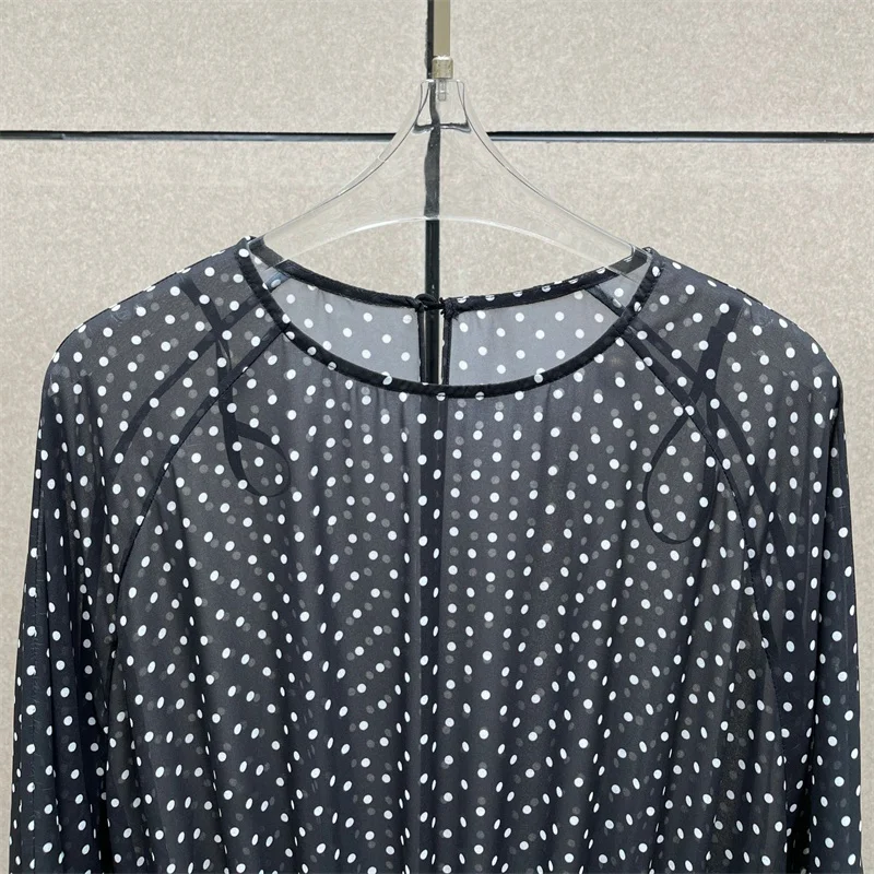 Picture 4: Women's dress New round dot printed long dresses for autumn 2025 Sexy semi transparent floor length dress Elegant party dresses