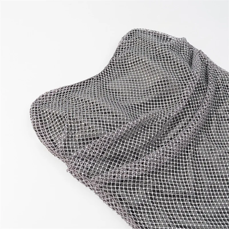 Abito trasparente con gonna a fascia attillata e sottile alla moda europea e americana da donna