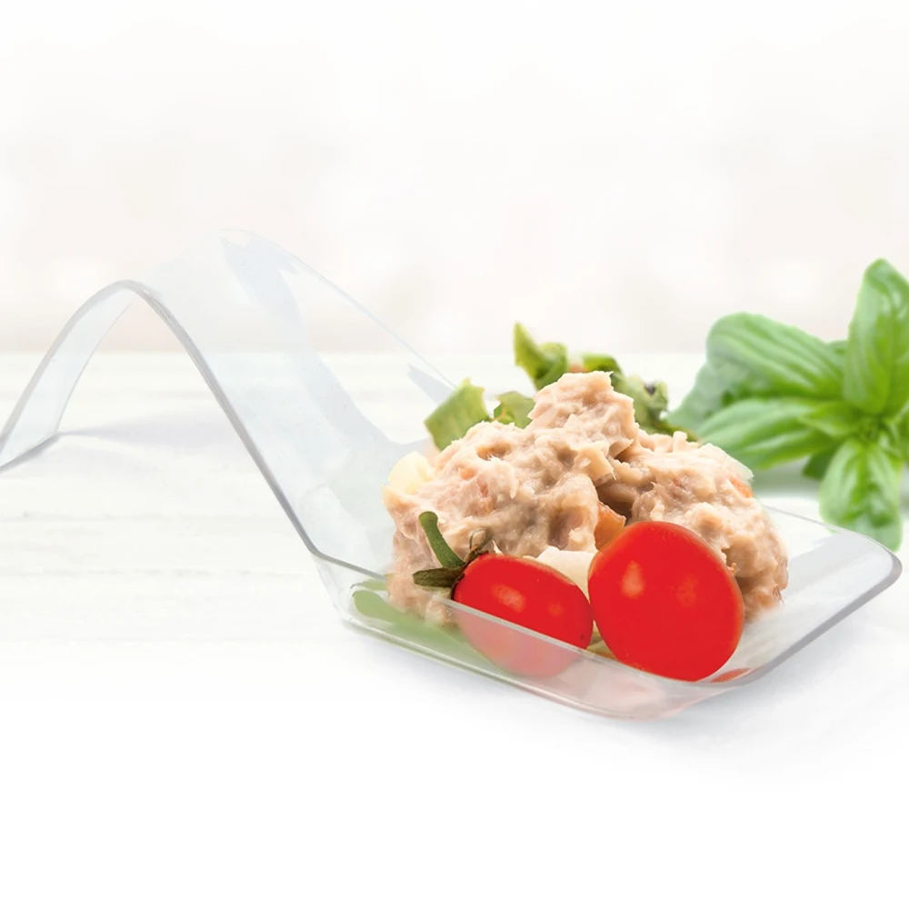 Suministros de vajilla desechables para fiesta en casa, cuchara de postre transparente de 95x30mm, 20 unidades