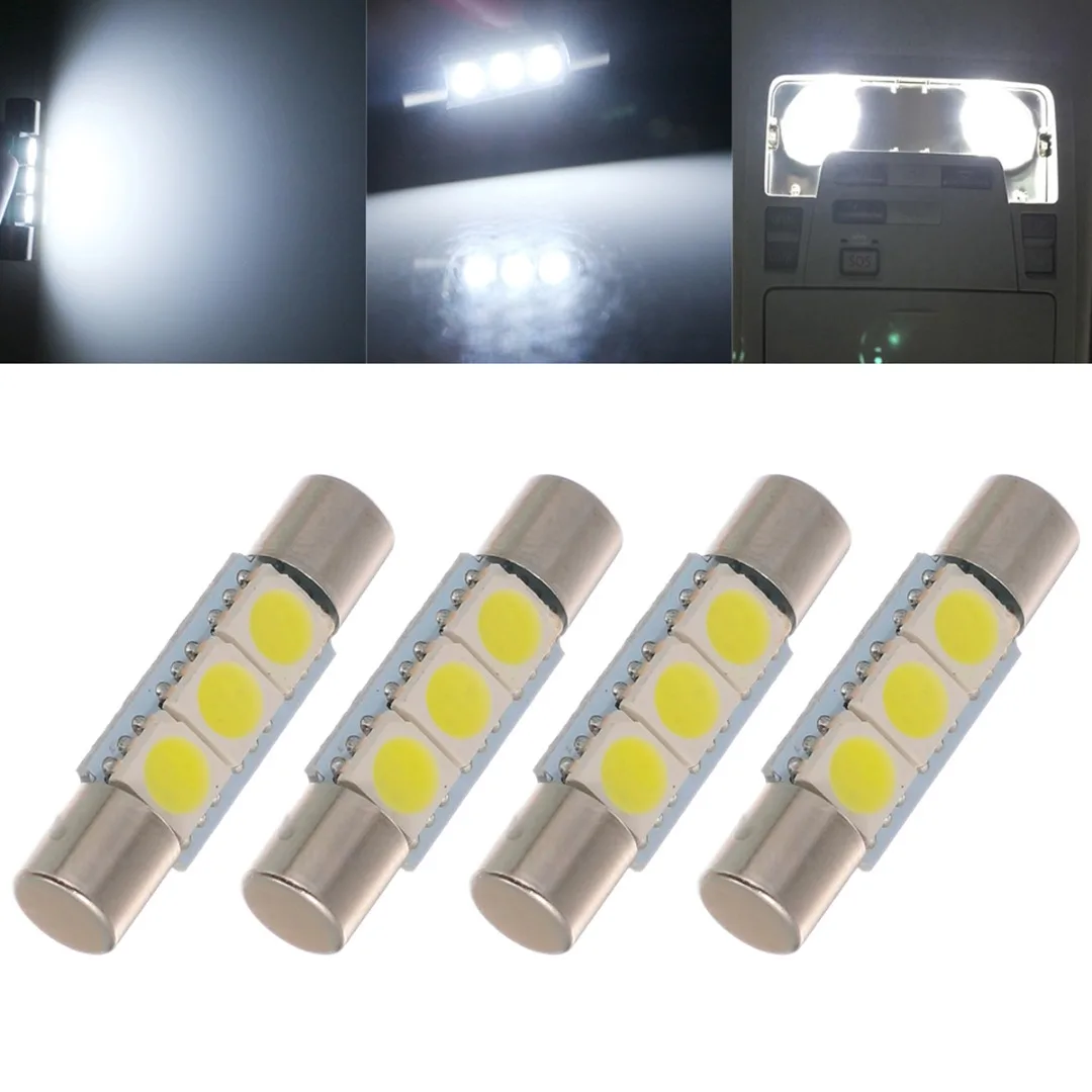 4pcs New Universal Car Xenon White Vanity Mirror Sun Visor LED Light Bulb Kit