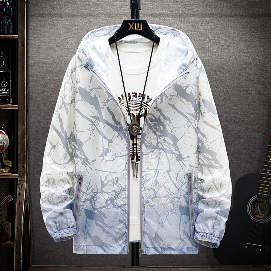 Sun-protective Jackets Plus Size 7XL Summer Thin Jacket Men Fashion Casual Fishing Jacket Thin Clothes Big Size 7XL