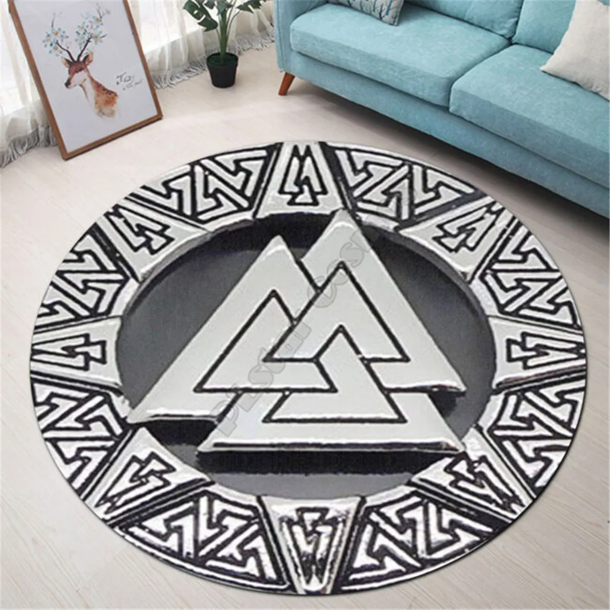 

Medal Viking Premium Round Rug 3D Printed Rug Non-slip Mat Dining Living Room Soft Bedroom Carpet 07