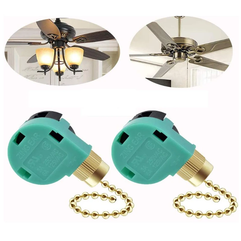 1PC Green Copper 3-speed 4-wire Zipper Fan Light Wall Light Dining Elevator ZE-268S6 Speed Switch Ceiling Fan Switch