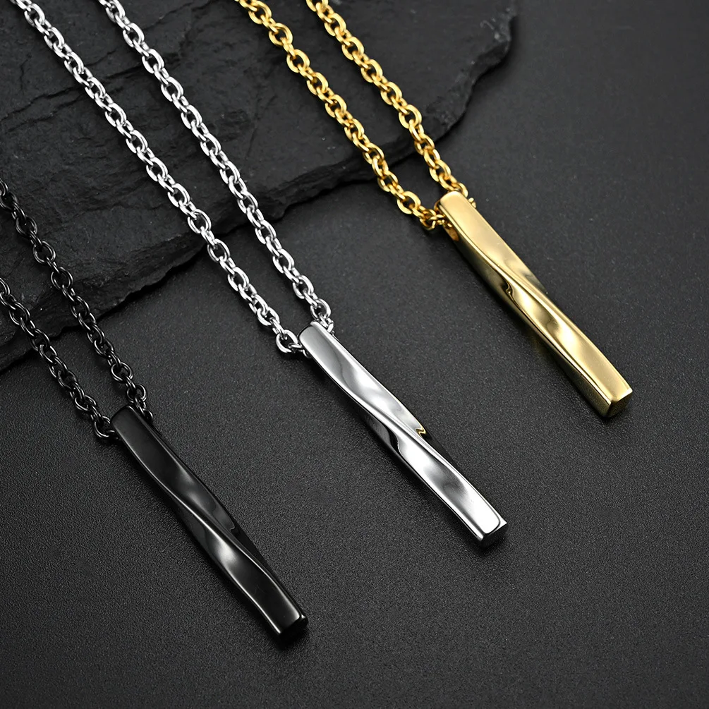 

ins Harajuku South Korea cold wind spiral straight stainless steel necklace Mobius hip hop men and women wear pendant